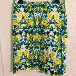 Roz & Ali Vibrant Floral Pencil Skirt - Green, Yellow, Blue